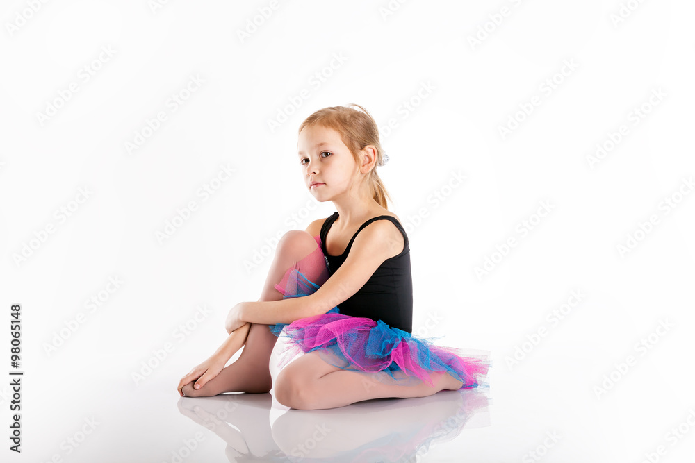 Portrait of preschool age girl is engaged in dancing, doing exer Portrait of preschool age girl is engaged in dancing, doing exer