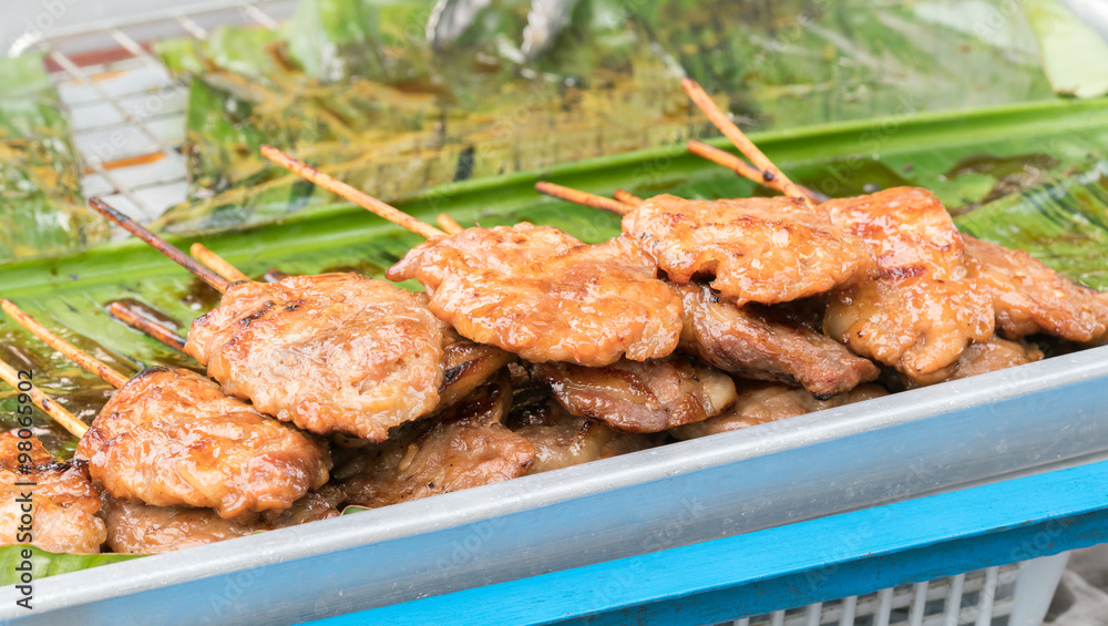 grilled pork with stick