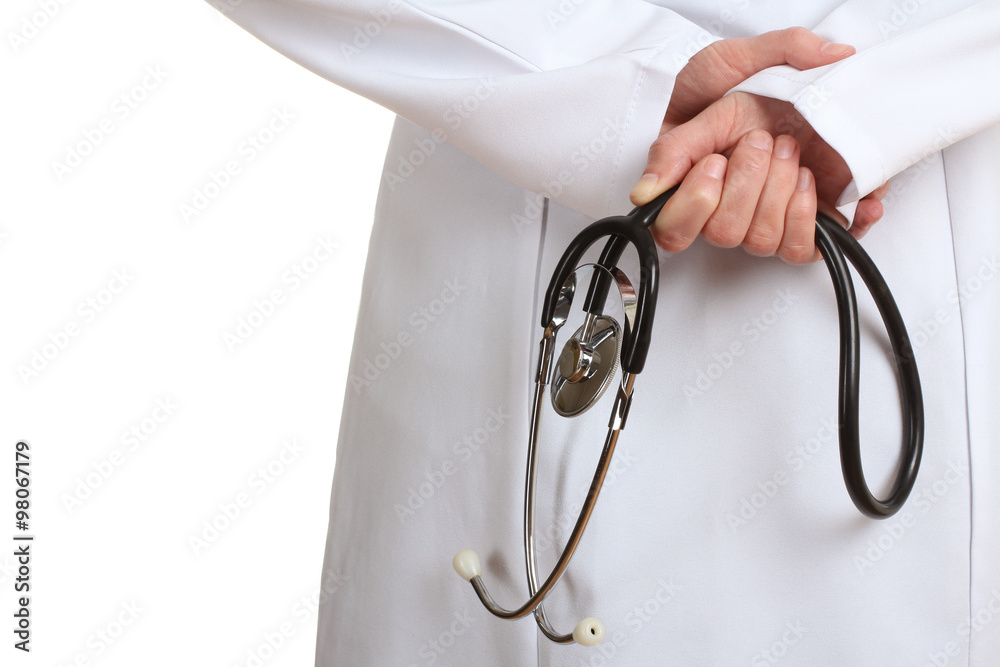 doctor in white coat with phonendoscope on a white isolated background doctor in white coat with phonendoscope on a white isolated background