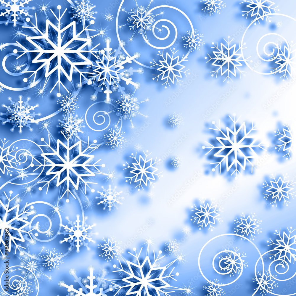 snowflakes and stars descending on background snowflakes and stars descending on background