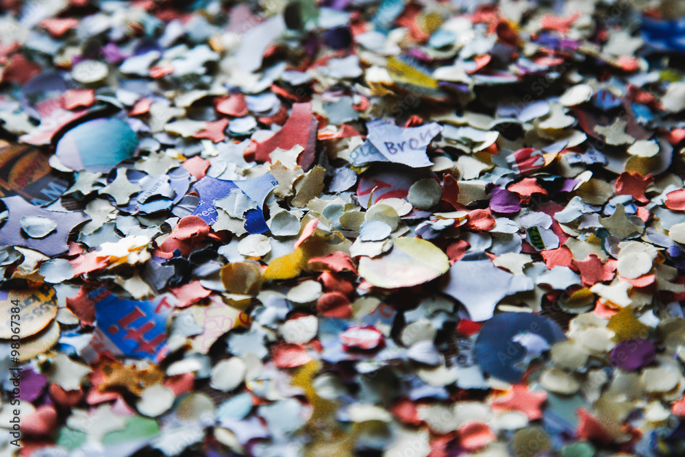 close up of confetti on the table