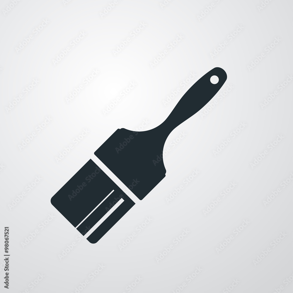 Icono plano brocha sobre fondo degradado