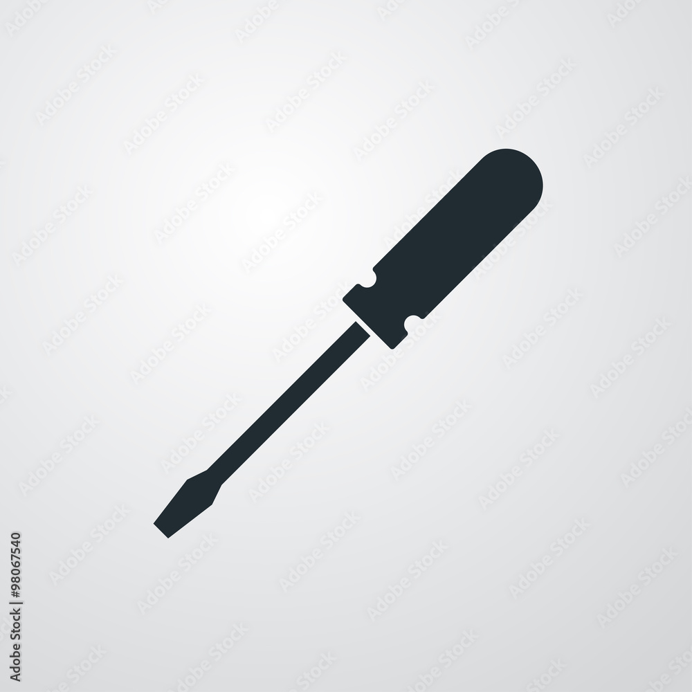 Icono plano destornillador sobre fondo degradado Icono plano destornillador sobre fondo degradado