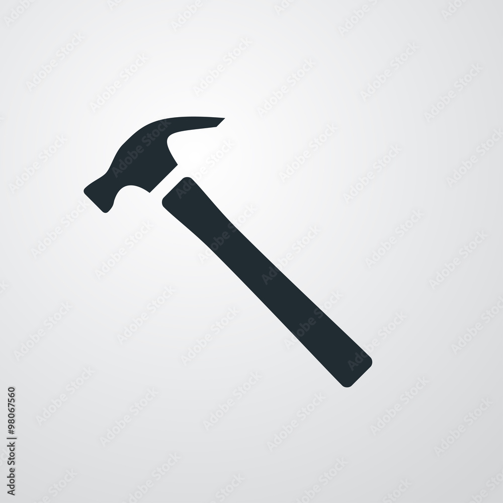 Icono plano martillo sobre fondo degradado Icono plano martillo sobre fondo degradado