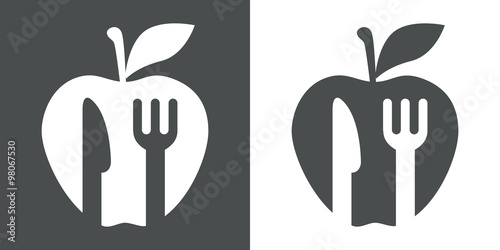 Icono plano cubiertos en manzana #1