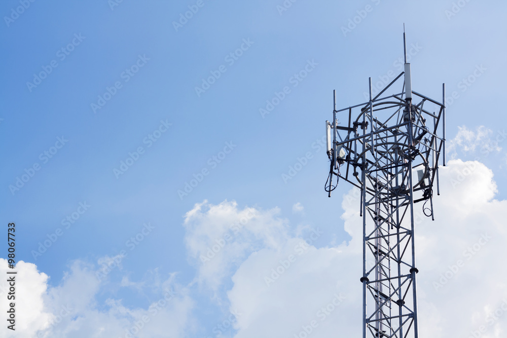 metal GSM tower and blue sky