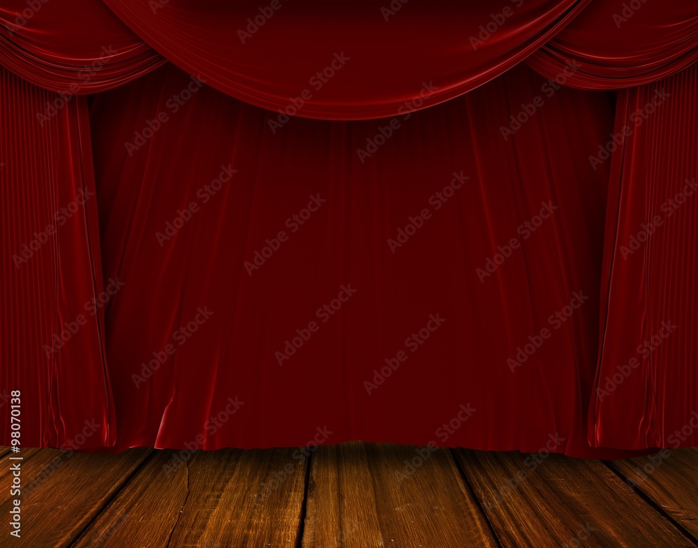 Fototapeta premium Red curtain pulling back