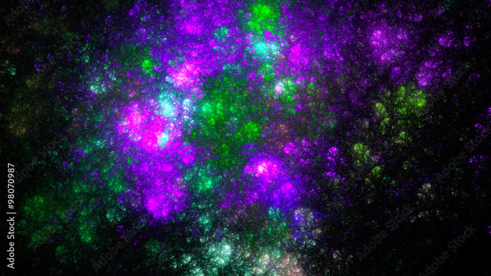 The explosion supernova. Bright Star Nebula. Distant galaxy. New Year fireworks. Abstract image. Fractal Wallpaper desktop. Digital artwork creative graphic design. Format 16:9 widescreen monitors
