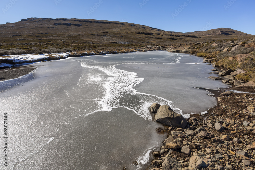 Frozen stream in the mountain