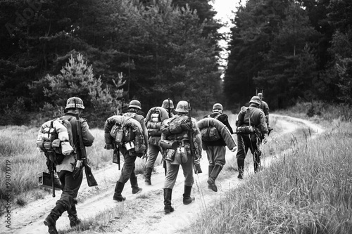 Unidentified re-enactors dressed as World War II German soldiers photo