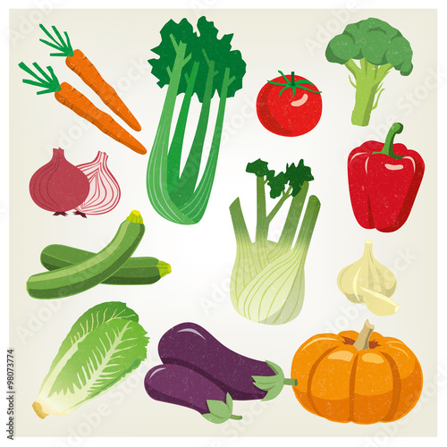 Set di verdure fresche dell'orto, vettoriali
