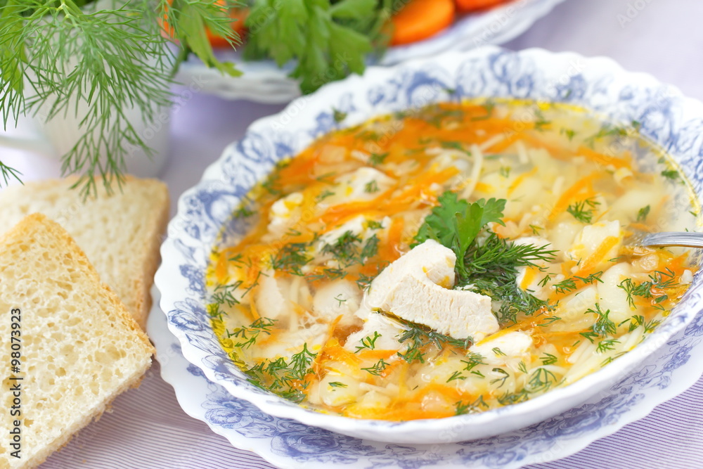 Chicken soup with vegetables