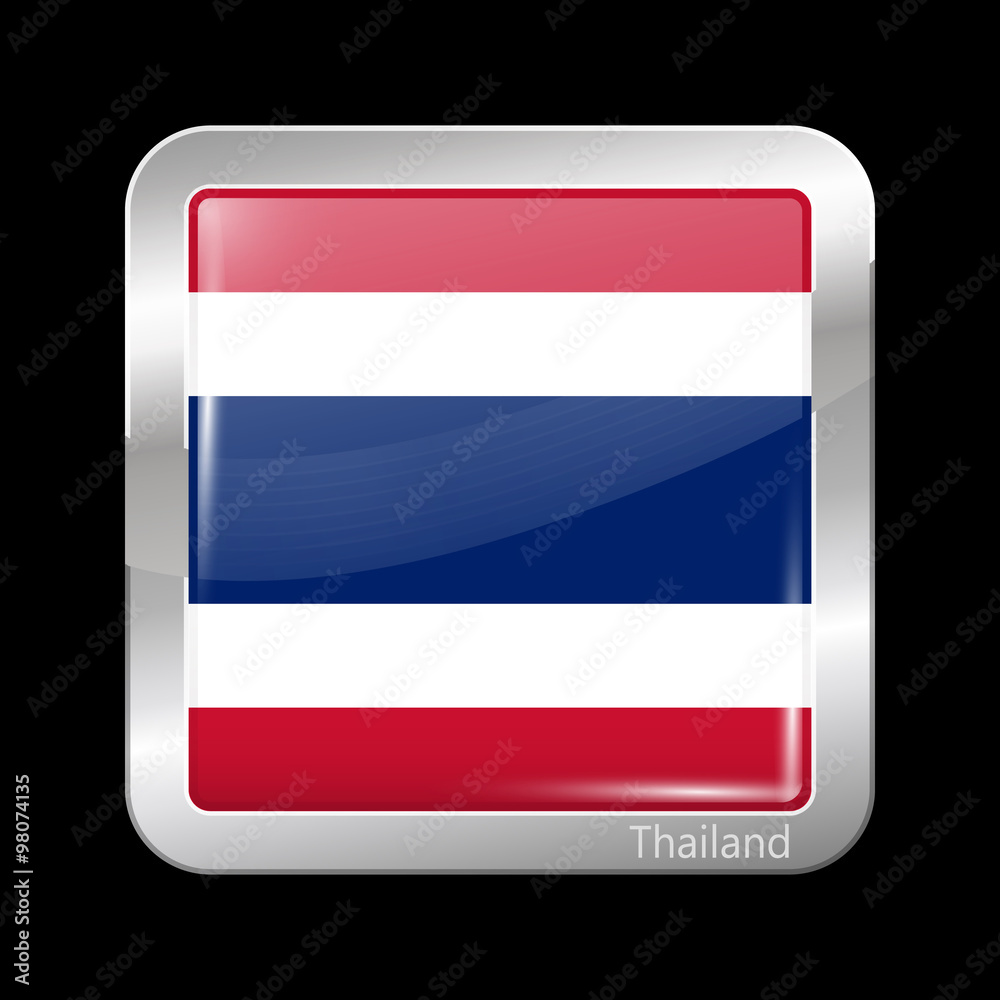 Flag of Thailand. Metallic Icon Square Shape Flag of Thailand. Metallic Icon Square Shape