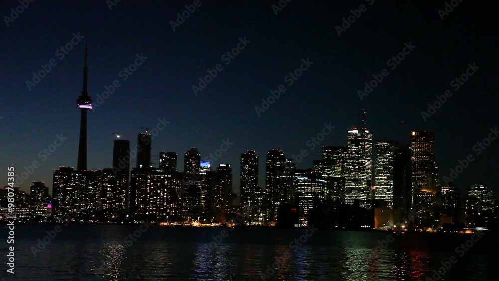 Toronto skyline at night with lights Toronto skyline at night with lights