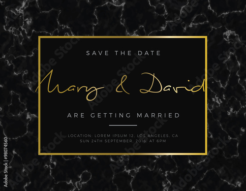 Modern card, for invitation or announcement with golden and marble detail