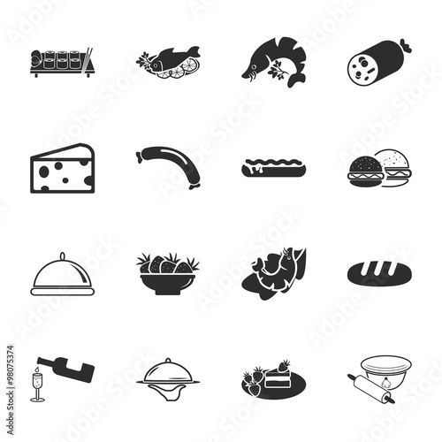kitchen, food 16 icons universal set for web and mobile