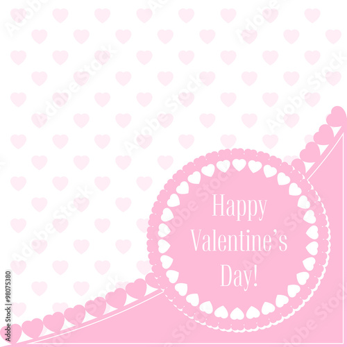 Vector illustration. Banner for design poster, card or invite Valentine's Day with hearts and title on pink background