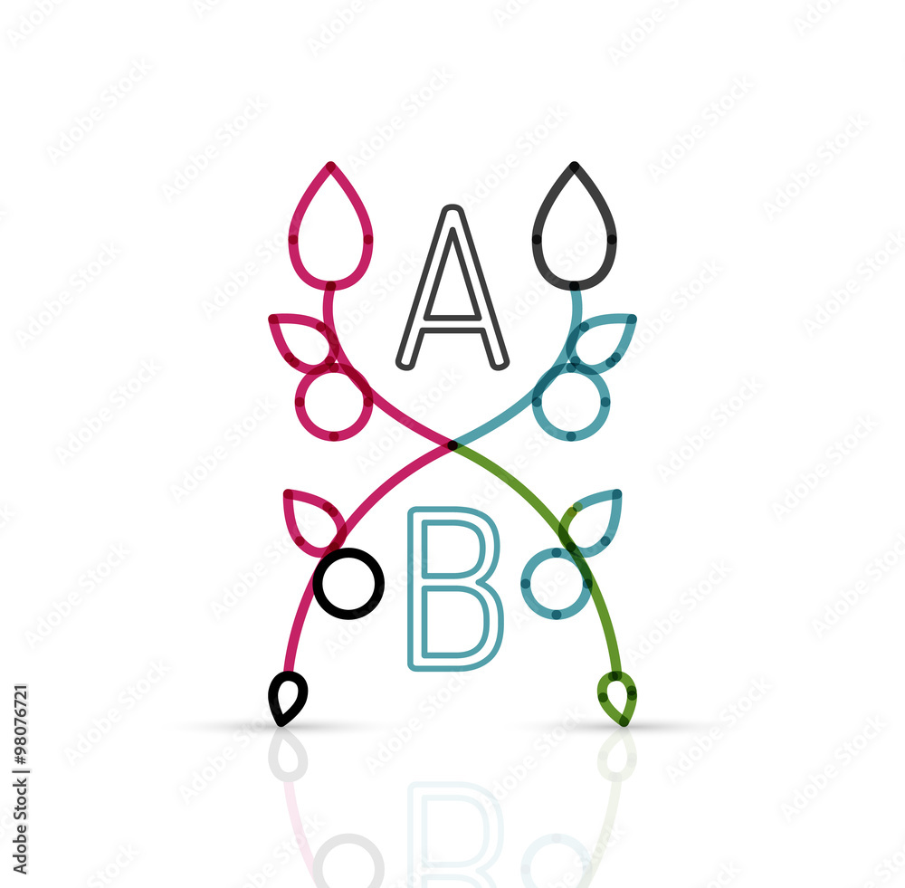 Abstract geometric linear hipster floral icon, frame design, flat style Abstract geometric linear hipster floral icon, frame design, flat style