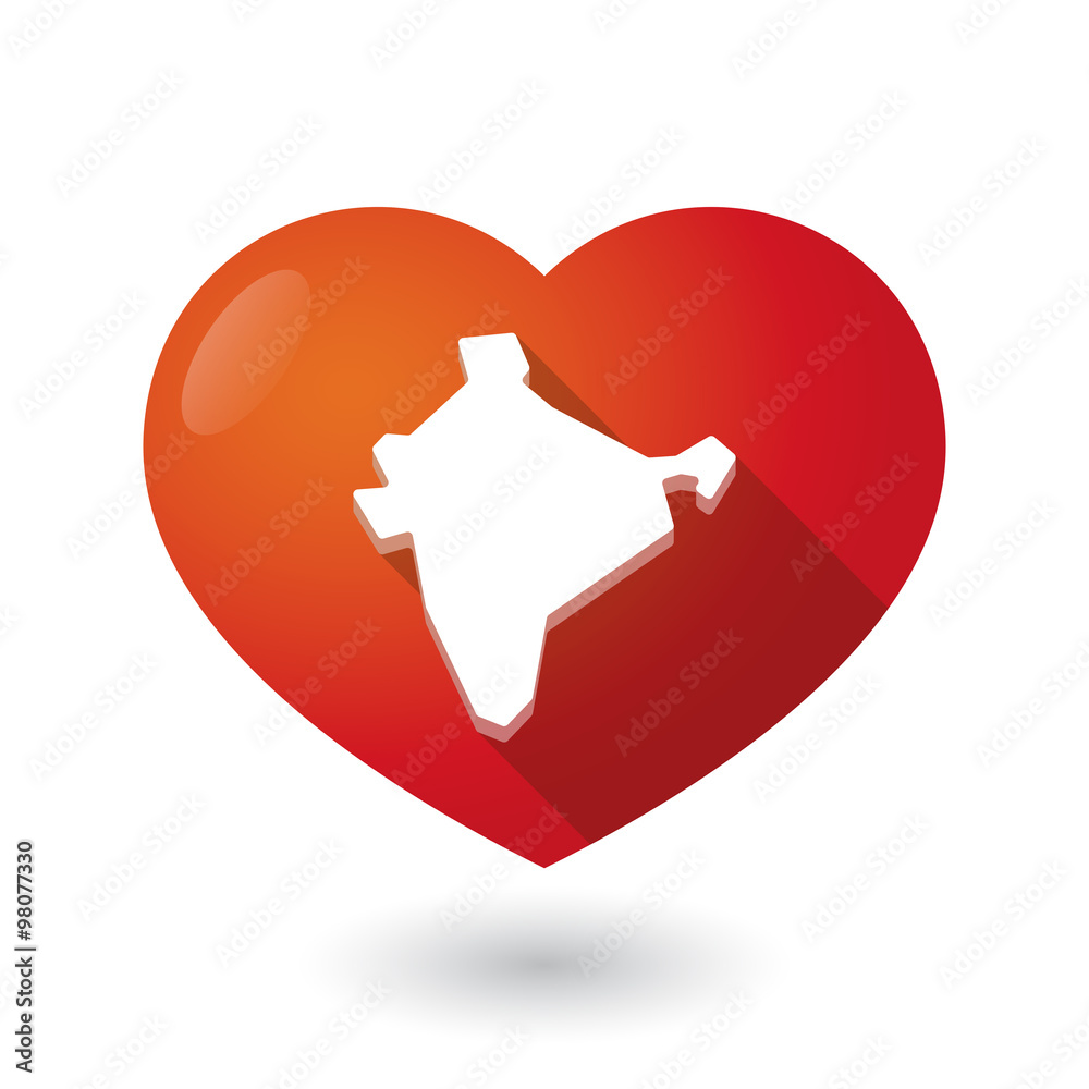 Isolated red heart with a map of India Isolated red heart with a map of India