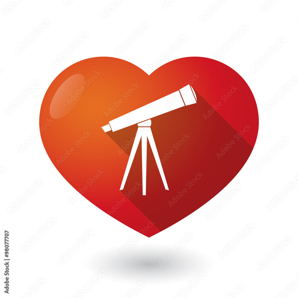 Isolated red heart with a telescope Isolated red heart with a telescope