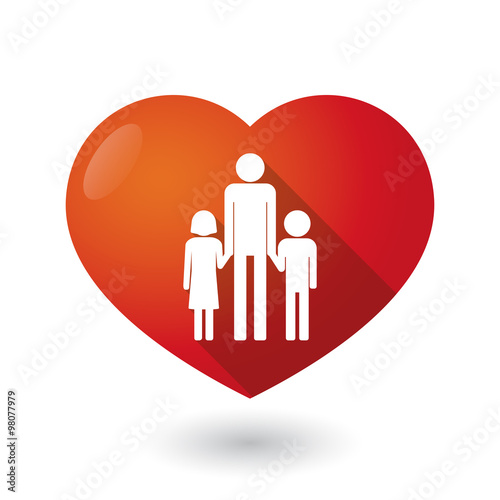 Isolated red heart with a male single parent family pictogram