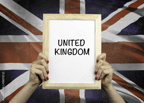 United Kingdom. Placard in the hands of woman. photo