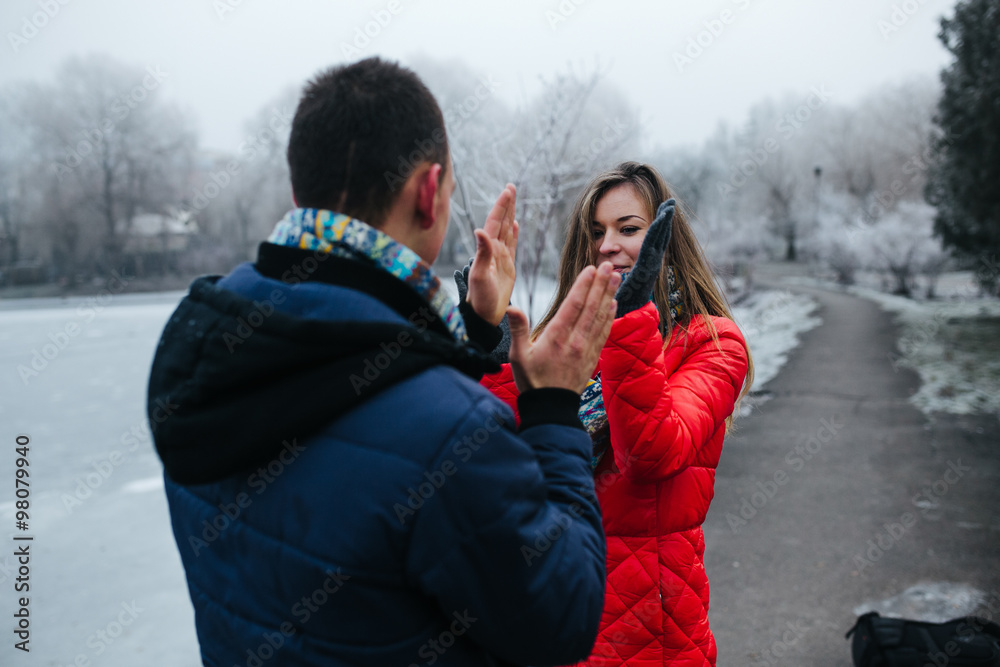 couple in a winter day couple in a winter day