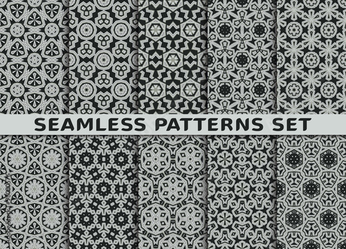 Set of ten geometric seamless patterns. Stylish prints with Swatch.