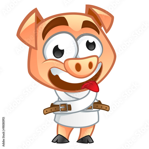 Cerdito con camisa de fuerza