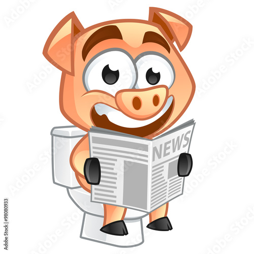 Cerdito leyendo el periódico 