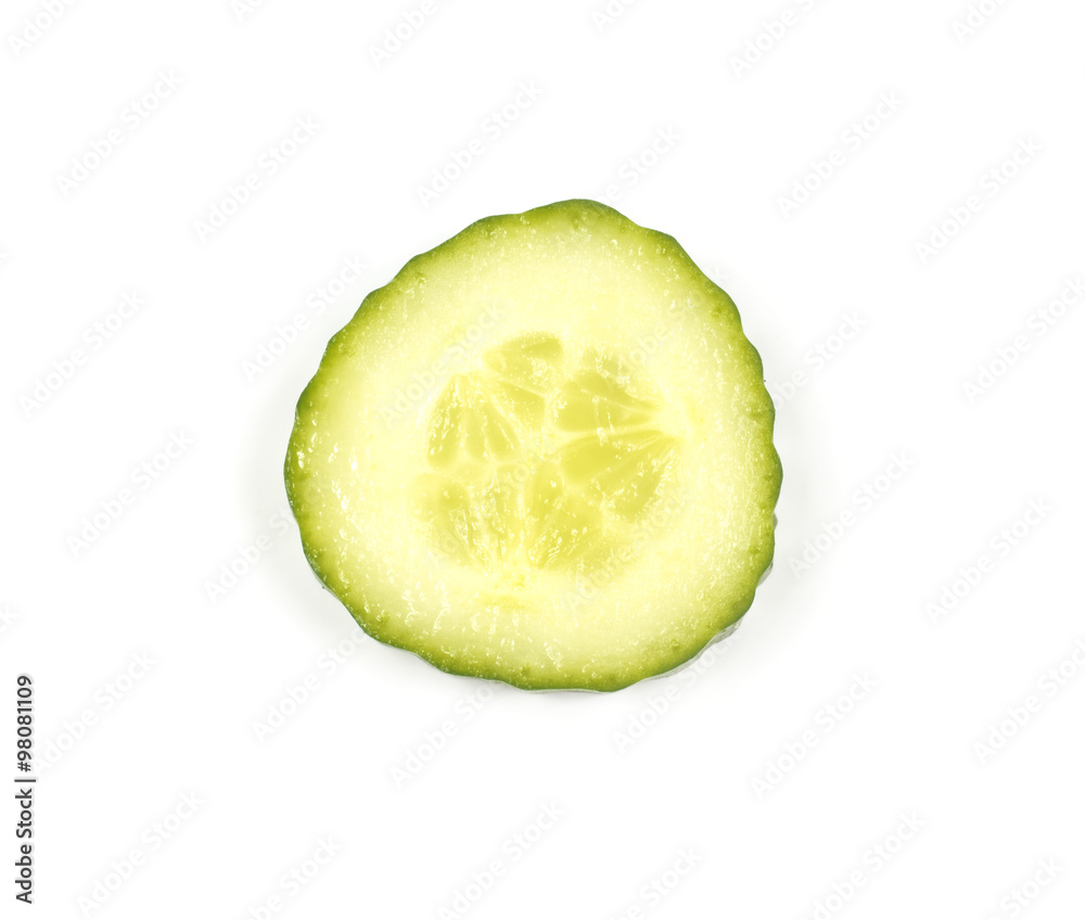 Cucumber slice isolated on white