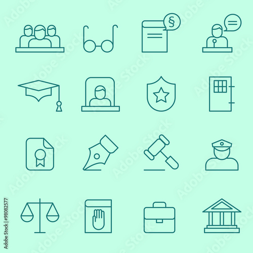 Law icons, thin line design
