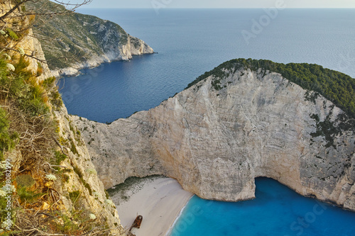 Blue waters of Navagio Shipwreck beach, Zakynthos, Greece