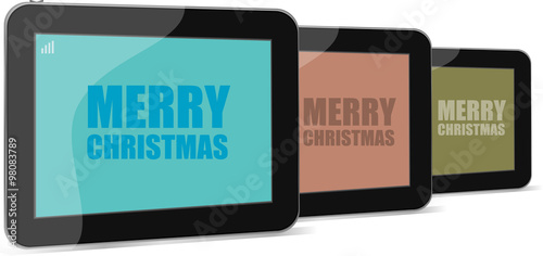 Wallpaper Mural Vector illustration of a tablet pc icon with merry christmas words Torontodigital.ca