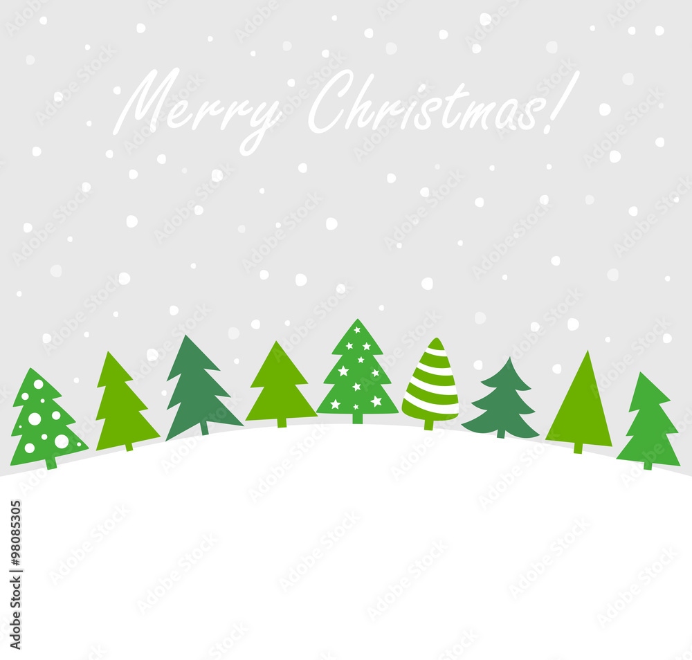 Christmas trees vector card
