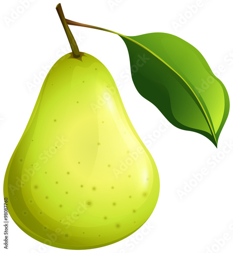 Green pear with leaf