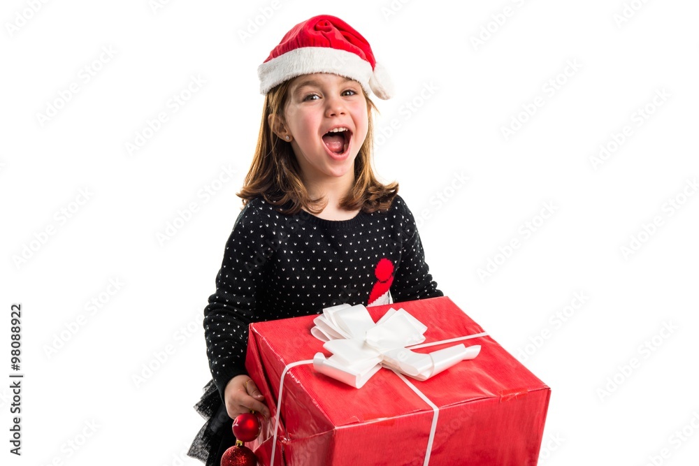 Kid with big red gift