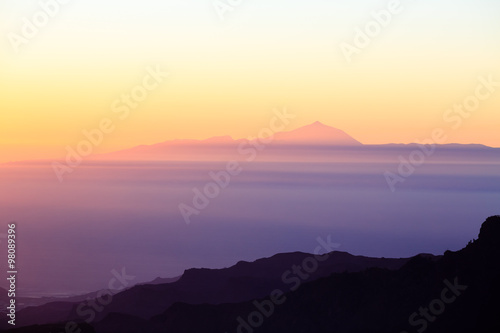 Mountains inspirational sunset landscape  Pico del Teide volcano
