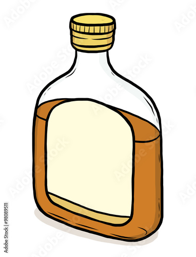 wisky glass bottle / cartoon vector and illustration, hand drawn style, isolated on white background.