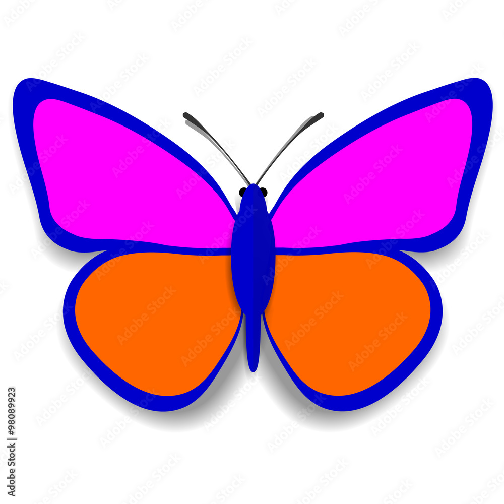 A pink and orange paper butterfly A pink and orange paper butterfly