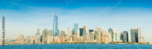 Downtown Manhattan over East river. Panoramic giant view © jovannig