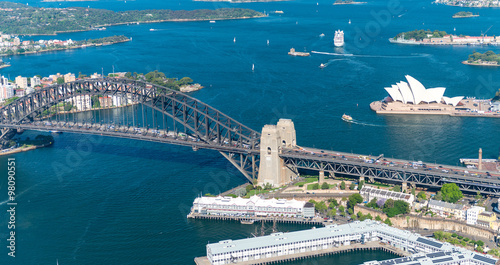Sydney Harbour. Stunning aerial view on a sunny day