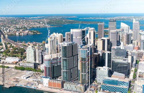 Canvas Print Sydney. Bird eye view from helicopter