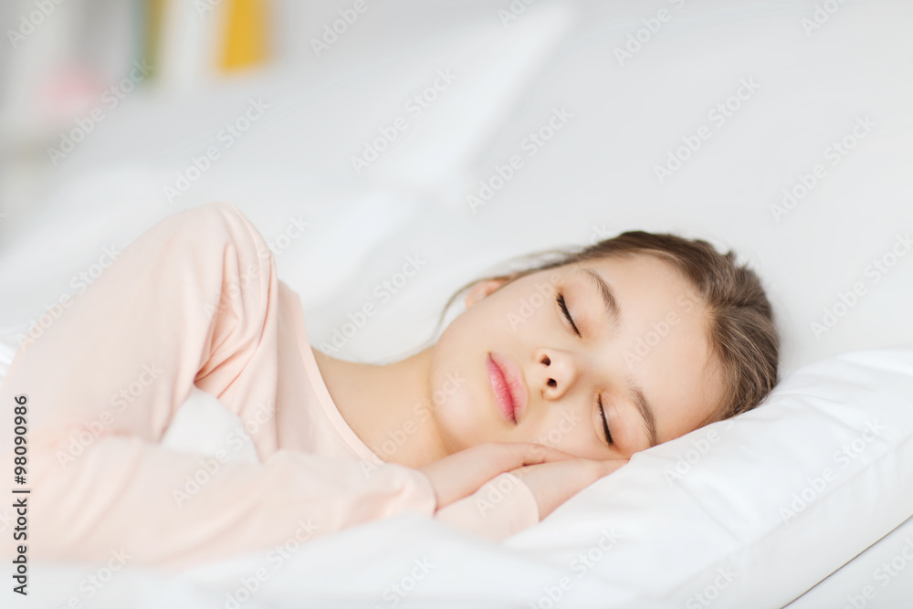 girl sleeping in bed at home girl sleeping in bed at home