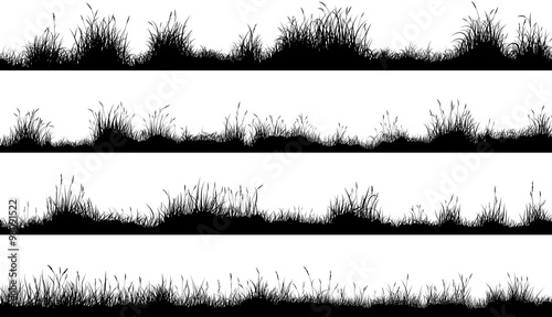 Canvas Print Horizontal banners of meadow silhouettes with grass