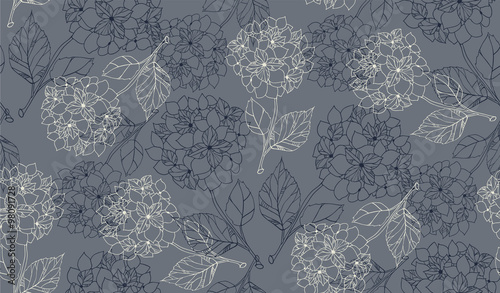 Valokuva Flower seamless pattern with hydrangeas.