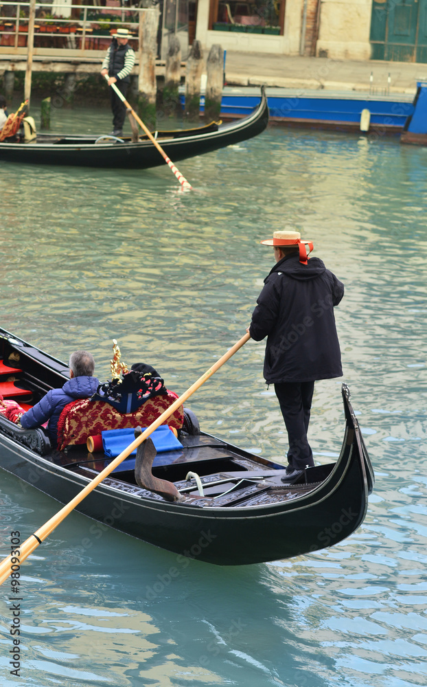 Gondolier on Grand Canal in Venice