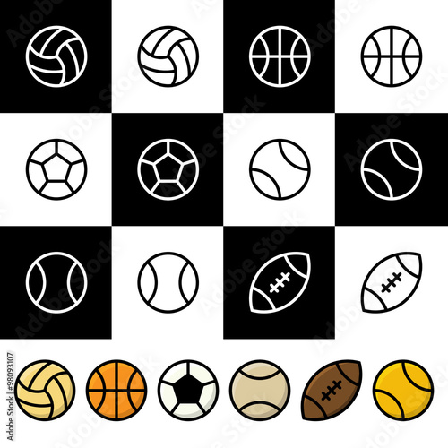 Sport balls vector icon set