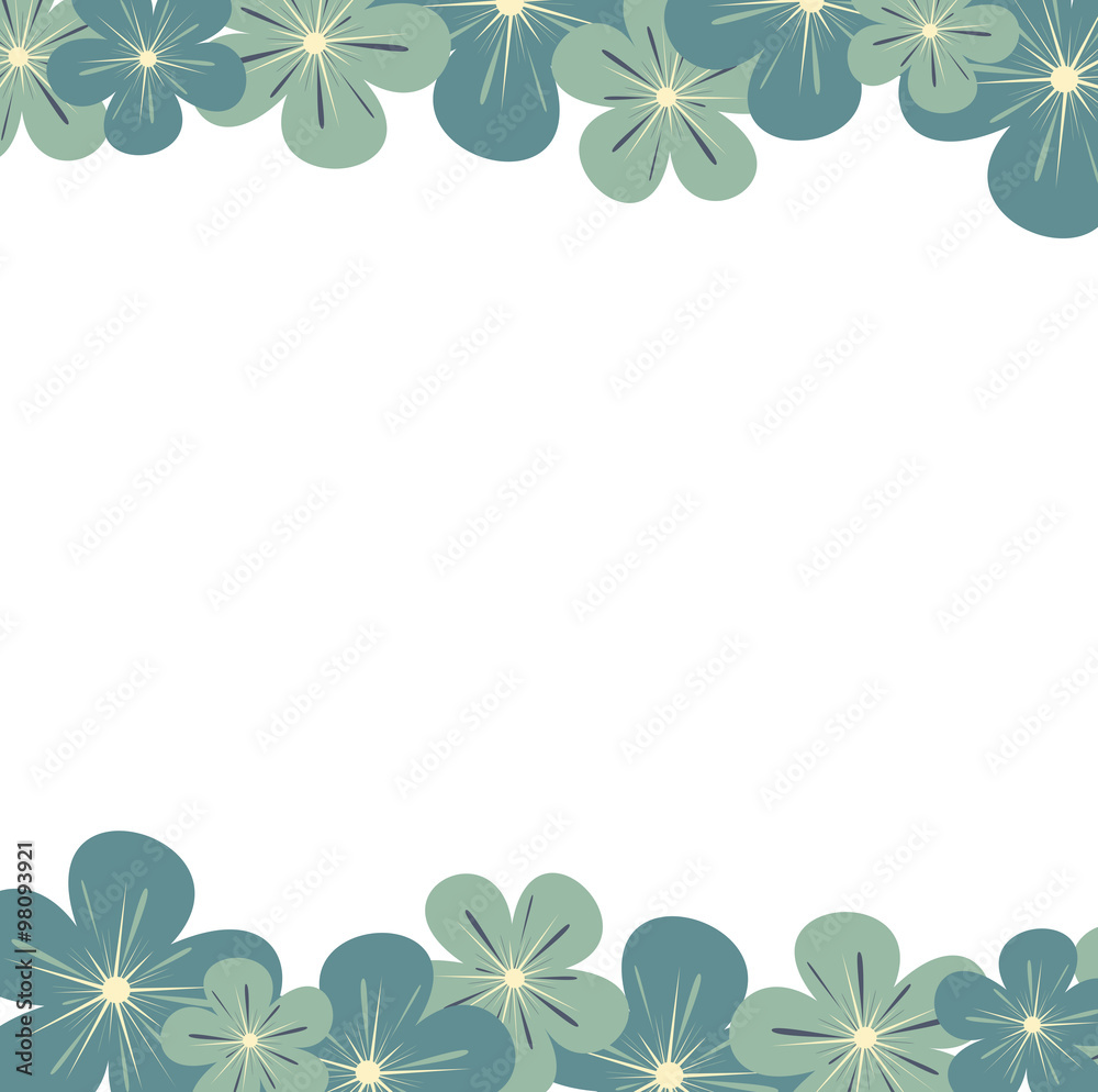 cute vector floral frame with pastel blue flowers cute vector floral frame with pastel blue flowers