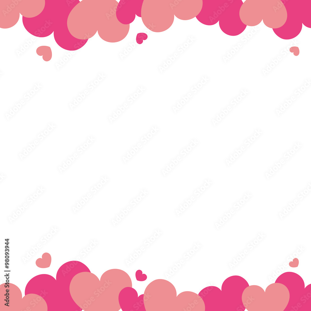 lovely vector frame with pink romantic hearts
